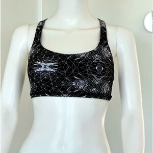Lorna Jane strapped sports bra, size XS black neon yellow straps.